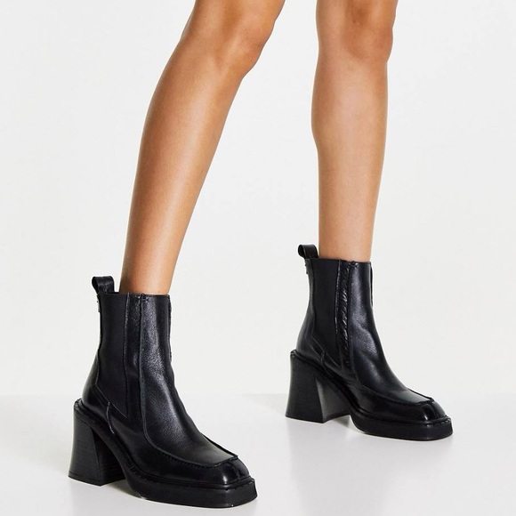 Topshop Hunter Heeled Leather Ankle Boot BLACK         Size 9.5    •NEW• - Picture 3 of 9